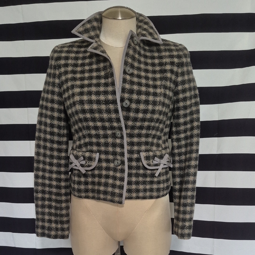 Brooks Brothers Black and Gray Plaid Blazer